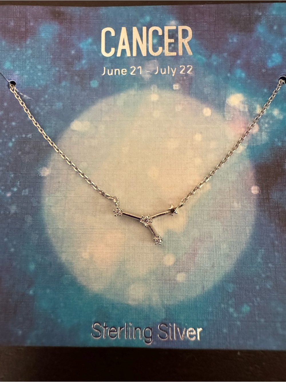 Cancer Constellation Sterling Silver Necklace - Silver